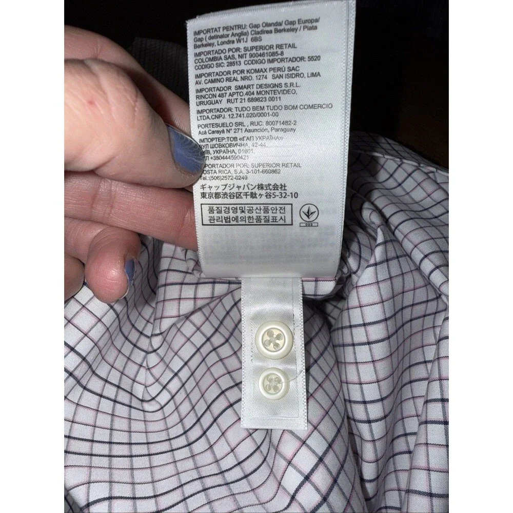 Banana Republic Non-Iron Slim Fit Plaid Button-Down Dress Shirt L 16–16.5 Mens